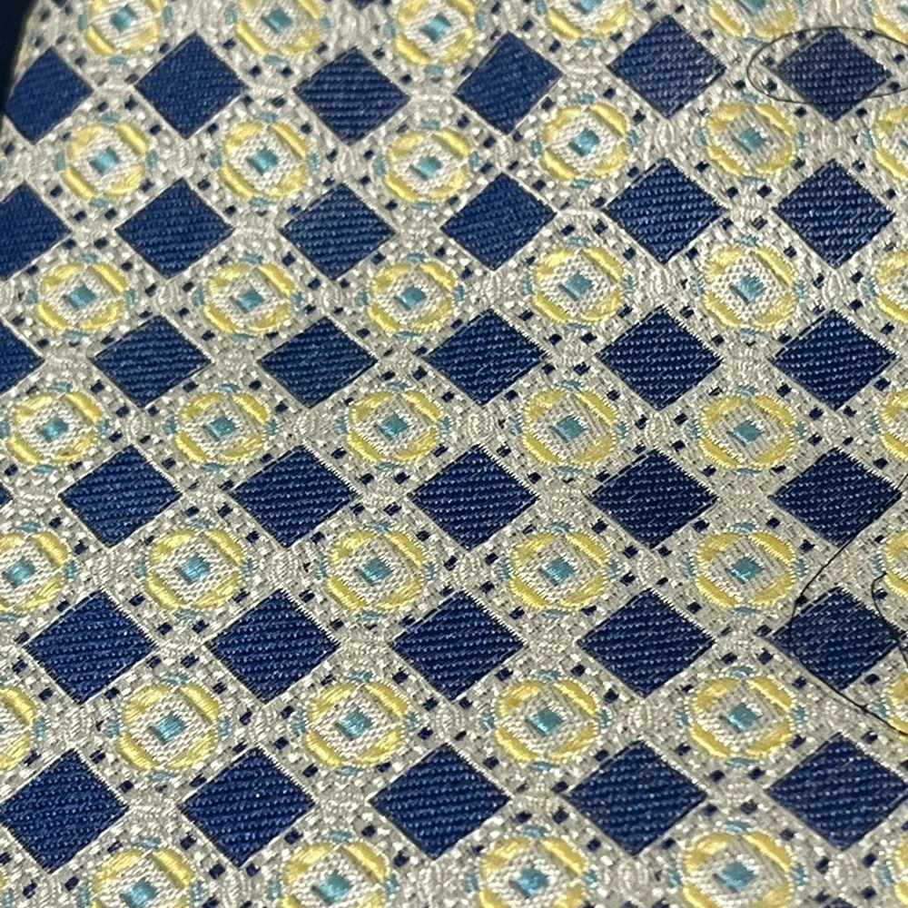 Hawes & Curtis Diamond Silk Mens Tie Geometric Blue Gold Jeremy Street London